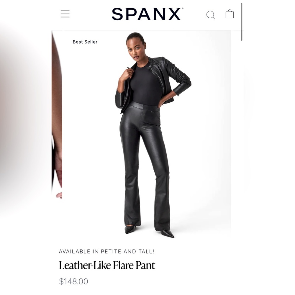 SPANX size XS NWT Leather-Like Flare Pant black